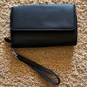 Black Leather Wristlet